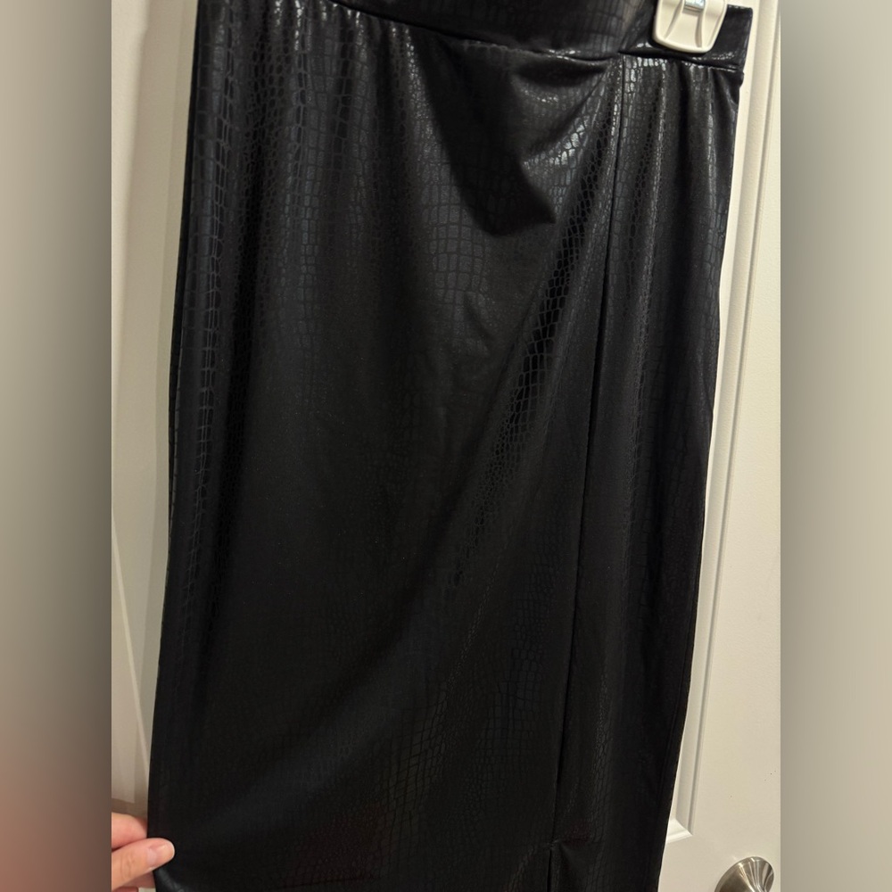 Black Faux Croc Midi Skirt - Picture 7 of 7